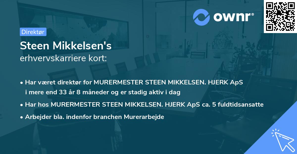 Steen Mikkelsen's erhvervskarriere kort