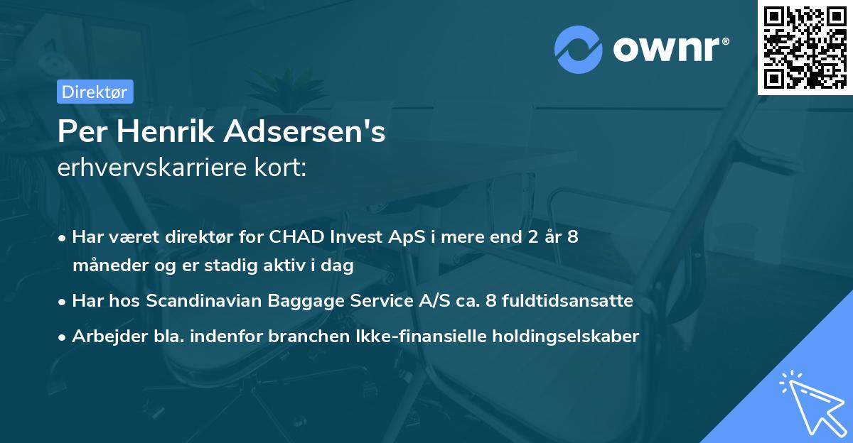 Per Henrik Adsersen's erhvervskarriere kort