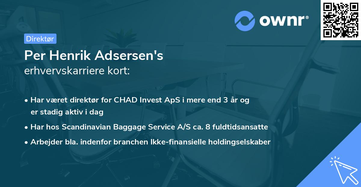 Per Henrik Adsersen's erhvervskarriere kort
