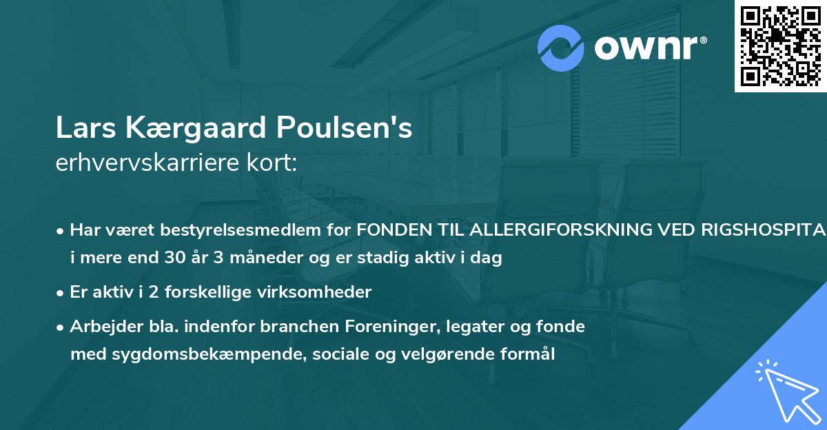 Lars Kærgaard Poulsen's erhvervskarriere kort