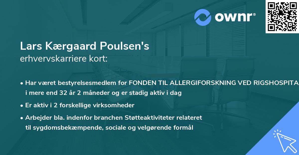 Lars Kærgaard Poulsen's erhvervskarriere kort