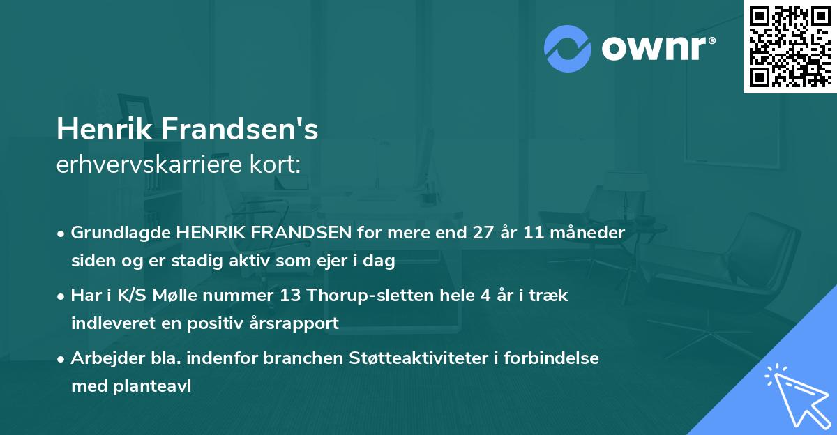 Henrik Frandsen's erhvervskarriere kort