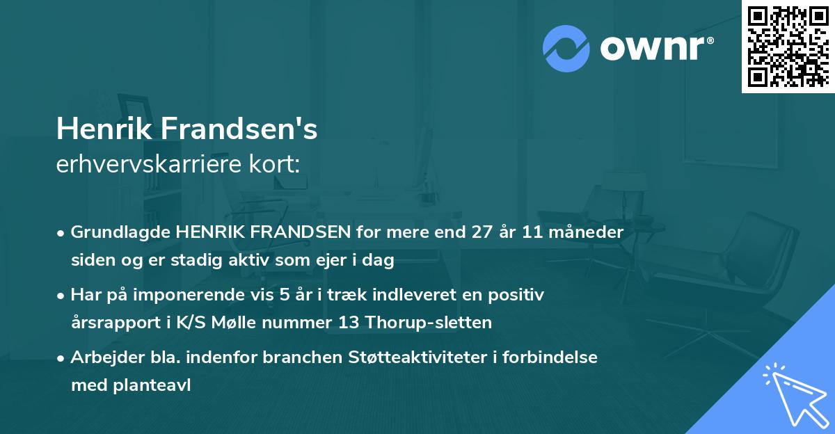 Henrik Frandsen's erhvervskarriere kort