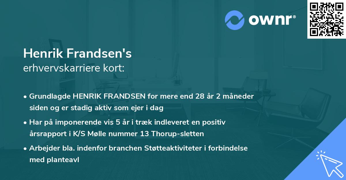 Henrik Frandsen's erhvervskarriere kort