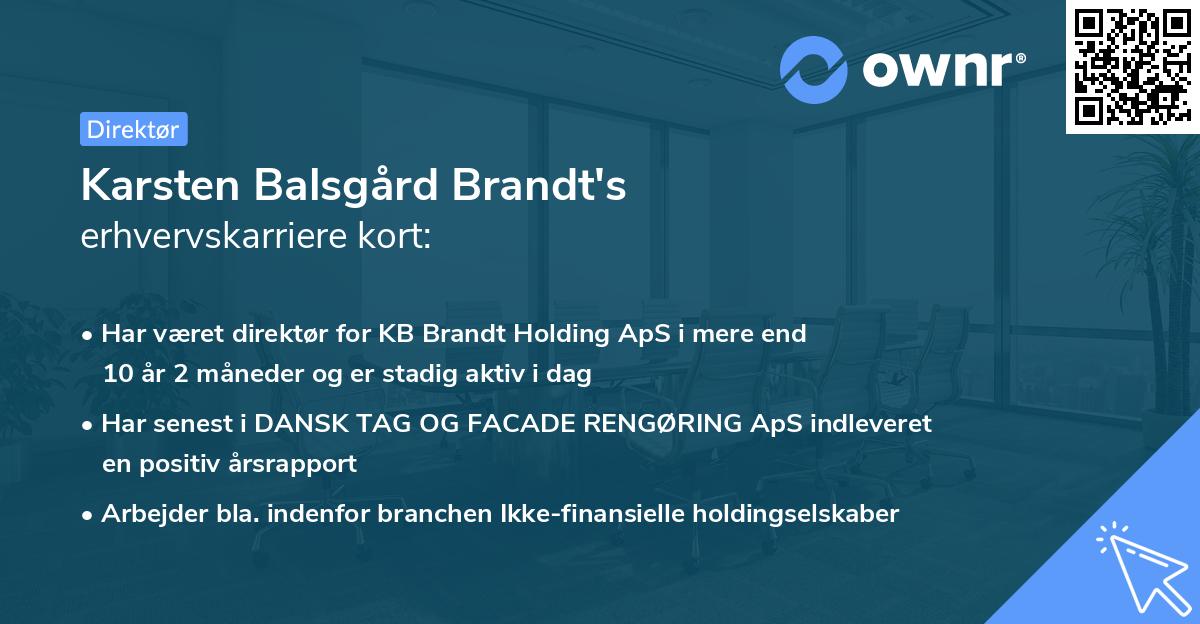 Karsten Balsgård Brandt's erhvervskarriere kort
