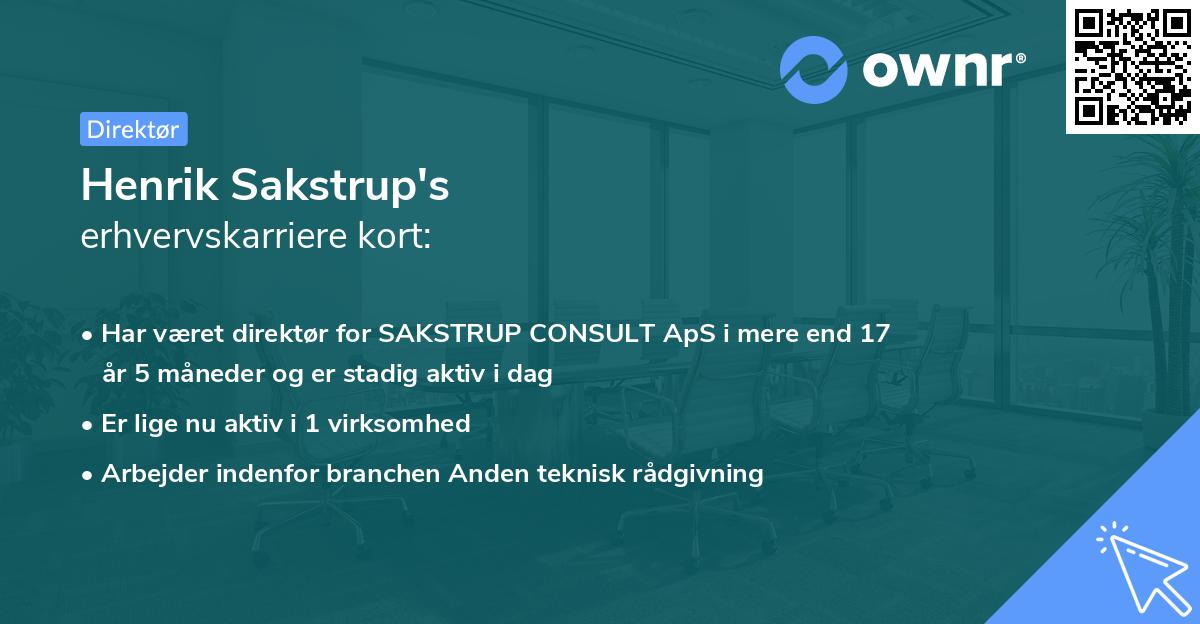 Henrik Sakstrup's erhvervskarriere kort