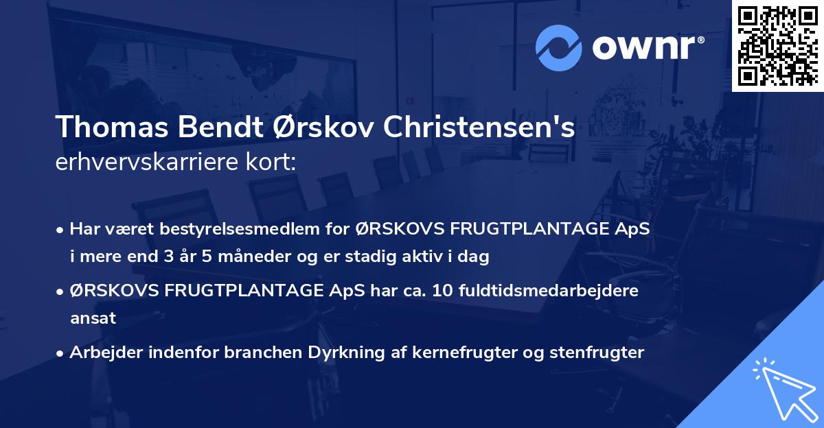 Thomas Bendt Ørskov Christensen's erhvervskarriere kort