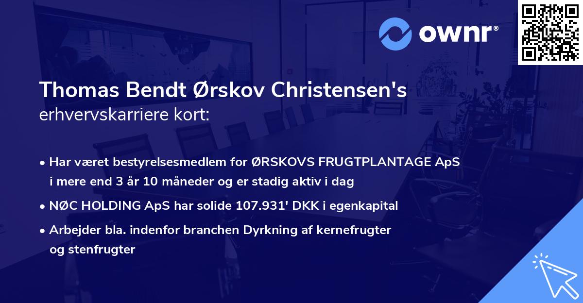 Thomas Bendt Ørskov Christensen's erhvervskarriere kort