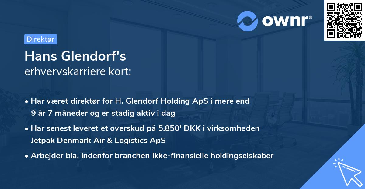 Hans Glendorf's erhvervskarriere kort