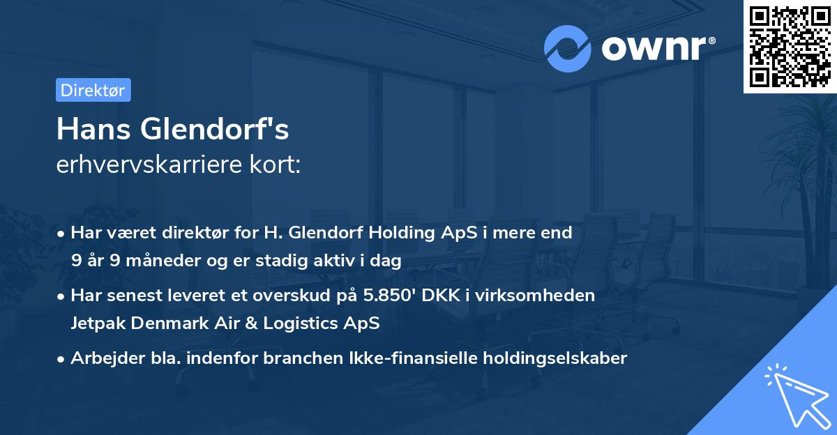 Hans Glendorf's erhvervskarriere kort