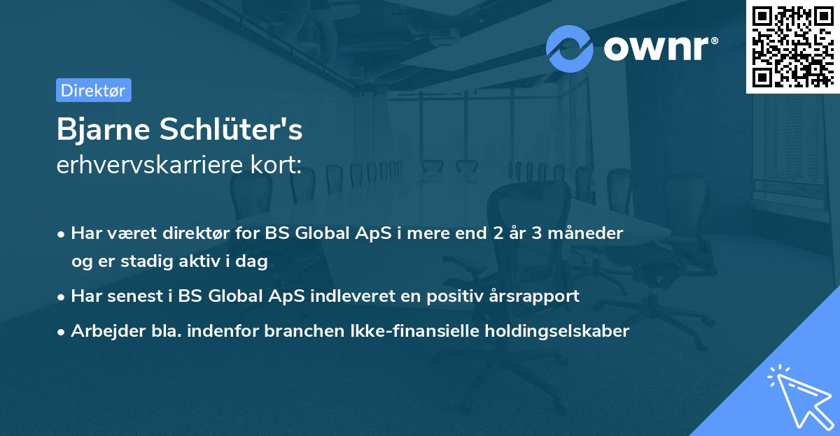 Bjarne Schlüter's erhvervskarriere kort