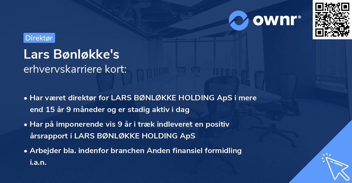 Lars Bønløkke's erhvervskarriere kort