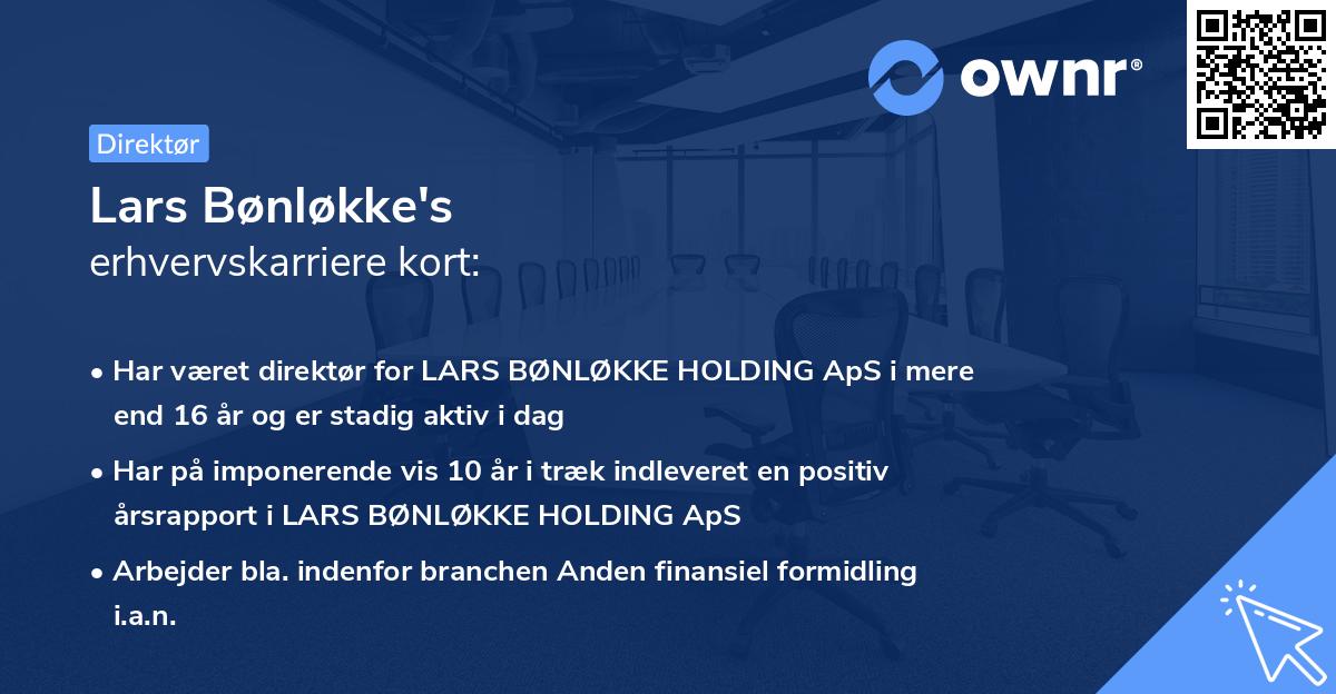 Lars Bønløkke's erhvervskarriere kort