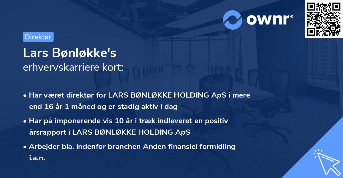 Lars Bønløkke's erhvervskarriere kort