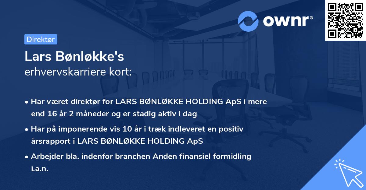 Lars Bønløkke's erhvervskarriere kort