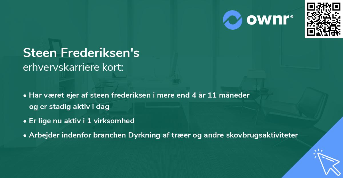 Steen Frederiksen's erhvervskarriere kort