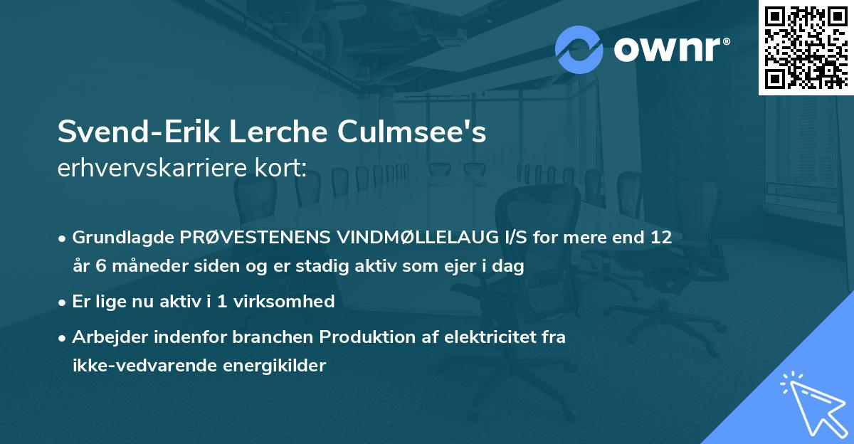 Svend-Erik Lerche Culmsee's erhvervskarriere kort