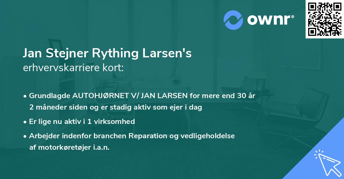 Jan Stejner Rything Larsen's erhvervskarriere kort
