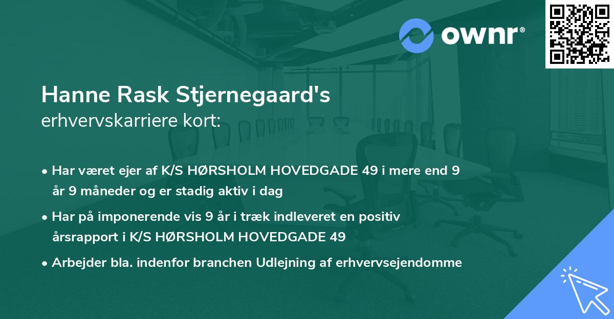 Hanne Rask Stjernegaard's erhvervskarriere kort