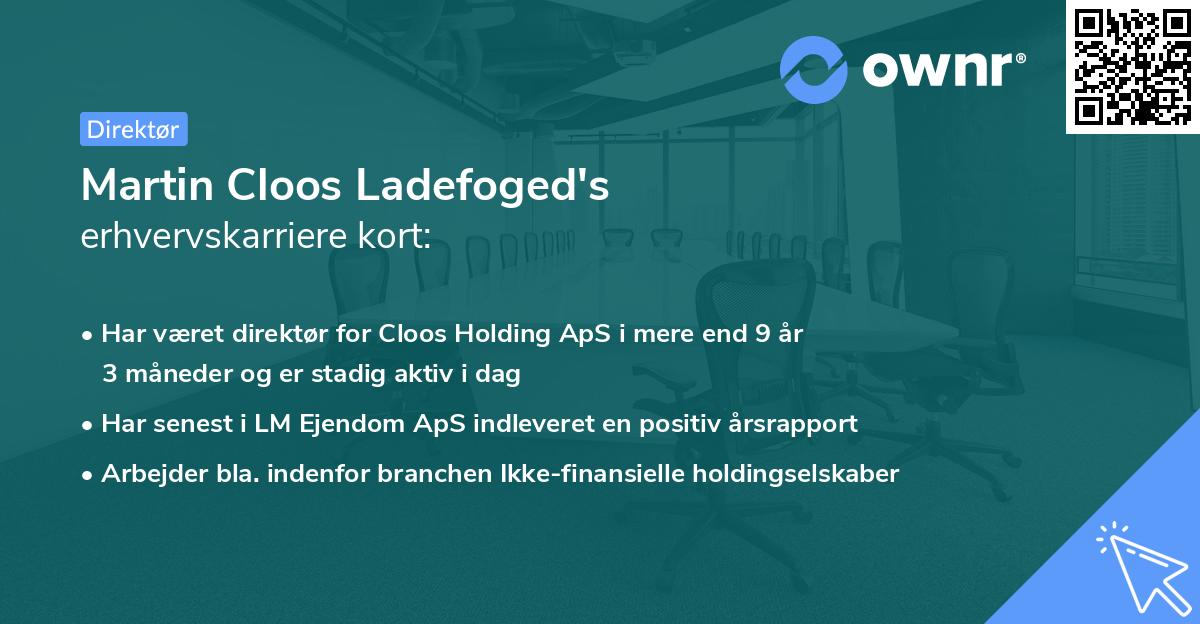 Martin Cloos Ladefoged's erhvervskarriere kort