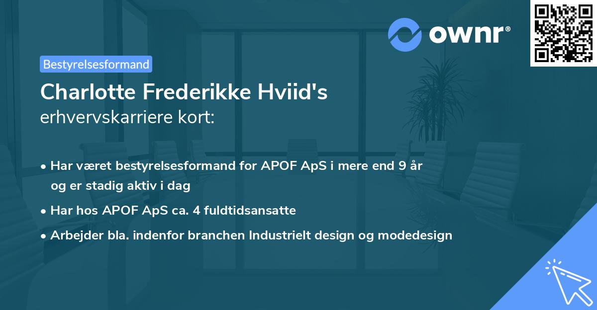 Charlotte Frederikke Hviid's erhvervskarriere kort