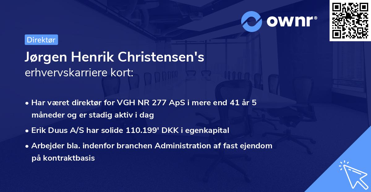 Jørgen Henrik Christensen's erhvervskarriere kort