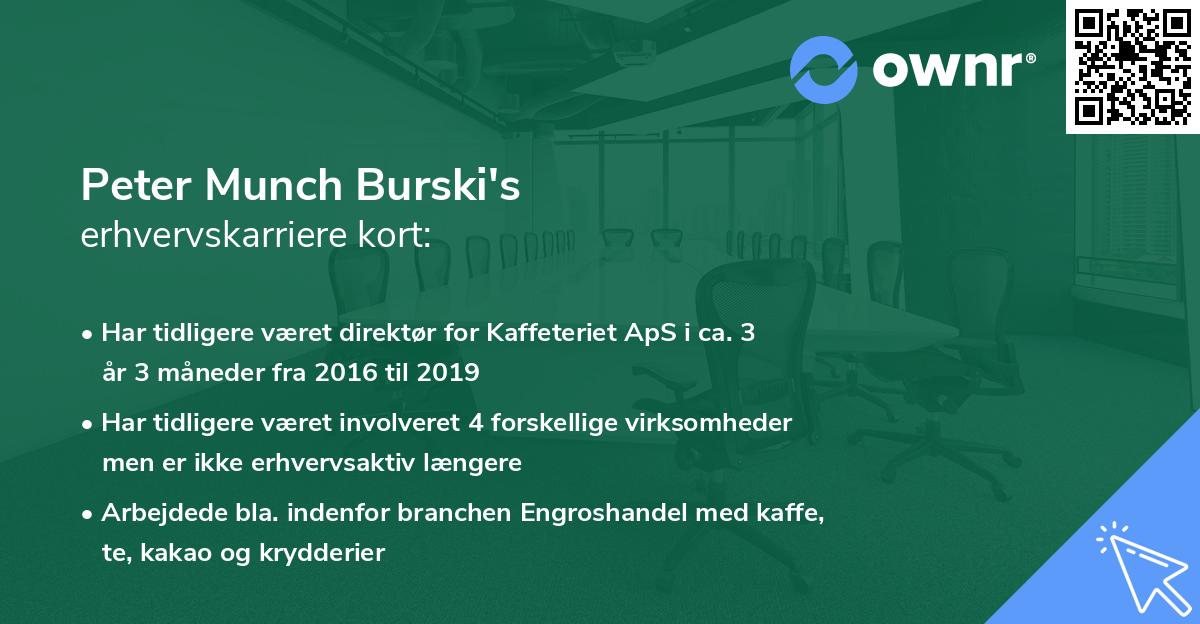 Peter Munch Burski's erhvervskarriere kort