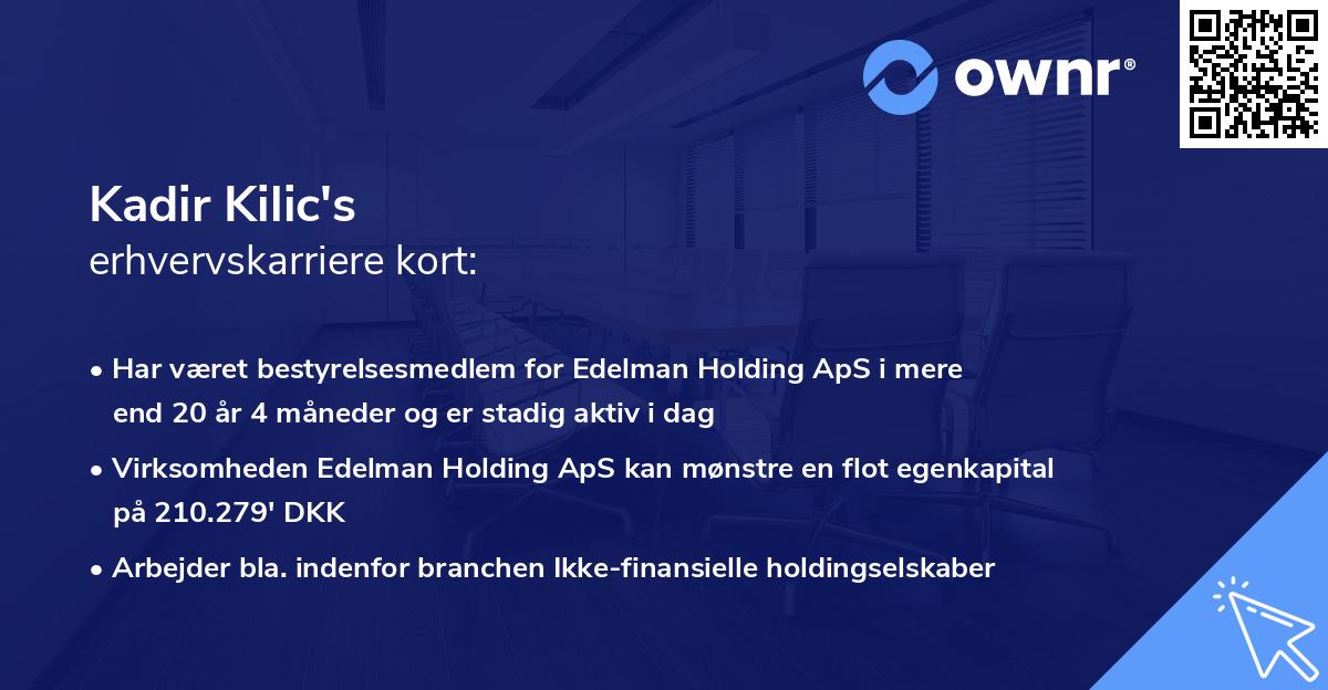 Kadir Kilic's erhvervskarriere kort