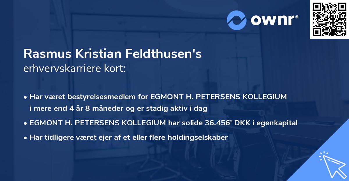 Rasmus Kristian Feldthusen's erhvervskarriere kort