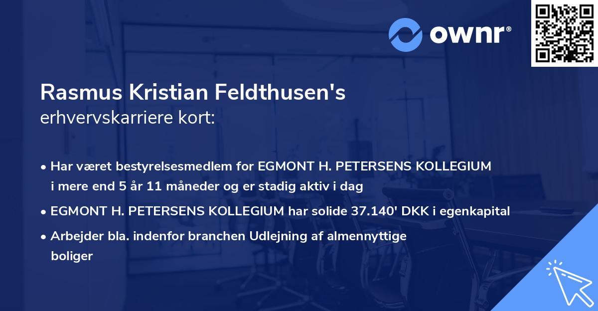 Rasmus Kristian Feldthusen's erhvervskarriere kort