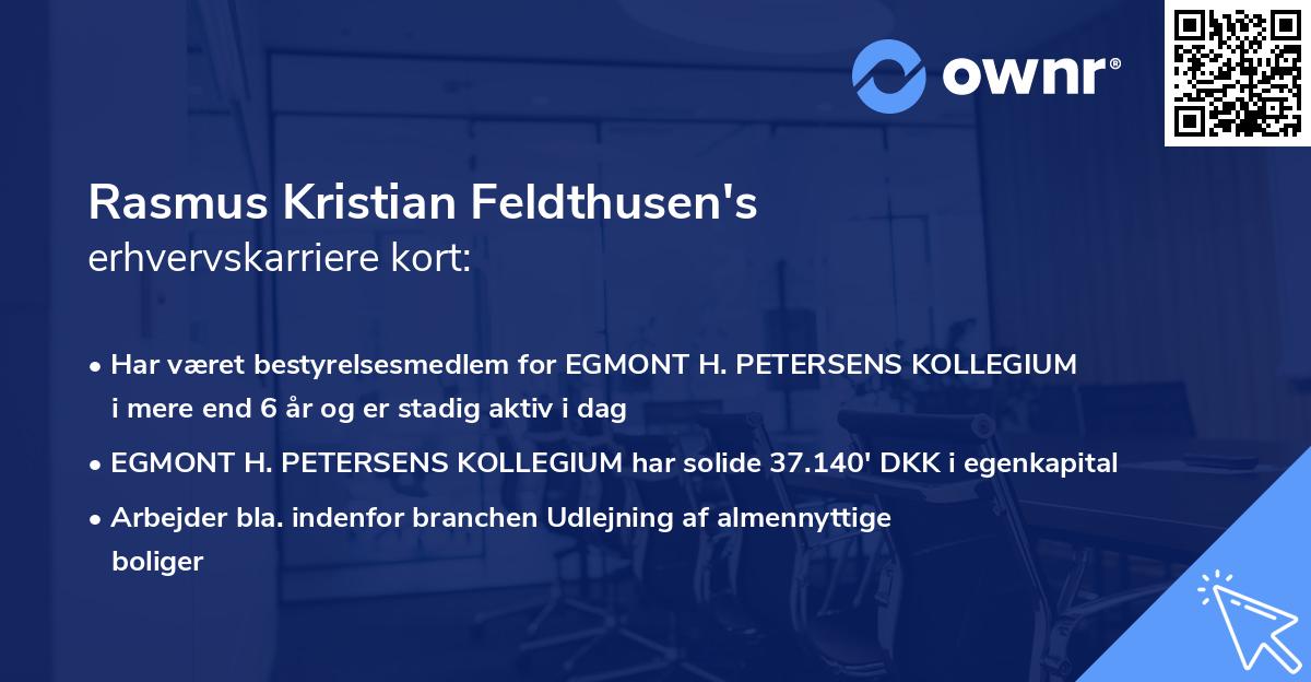 Rasmus Kristian Feldthusen's erhvervskarriere kort