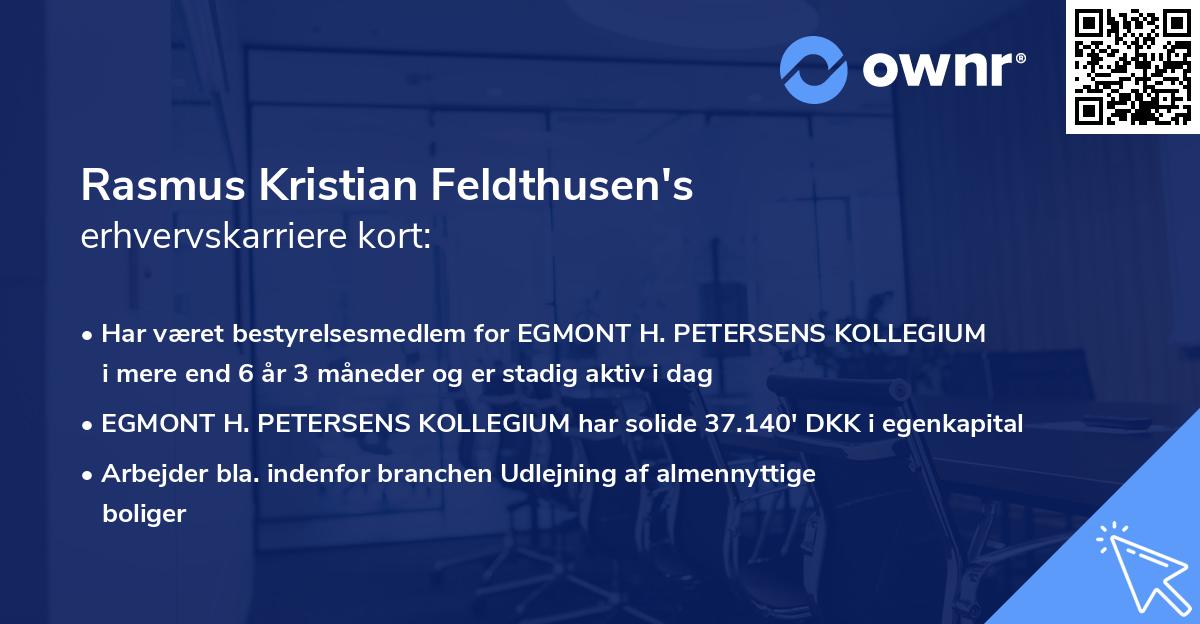 Rasmus Kristian Feldthusen's erhvervskarriere kort
