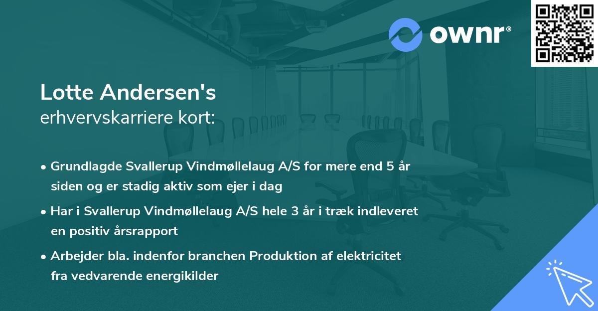 Lotte Andersen's erhvervskarriere kort