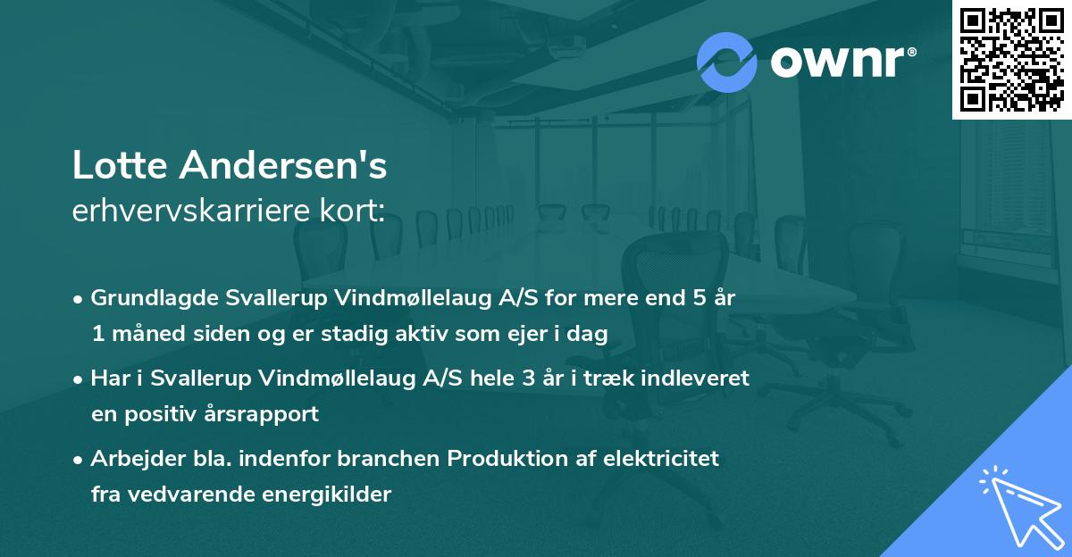 Lotte Andersen's erhvervskarriere kort