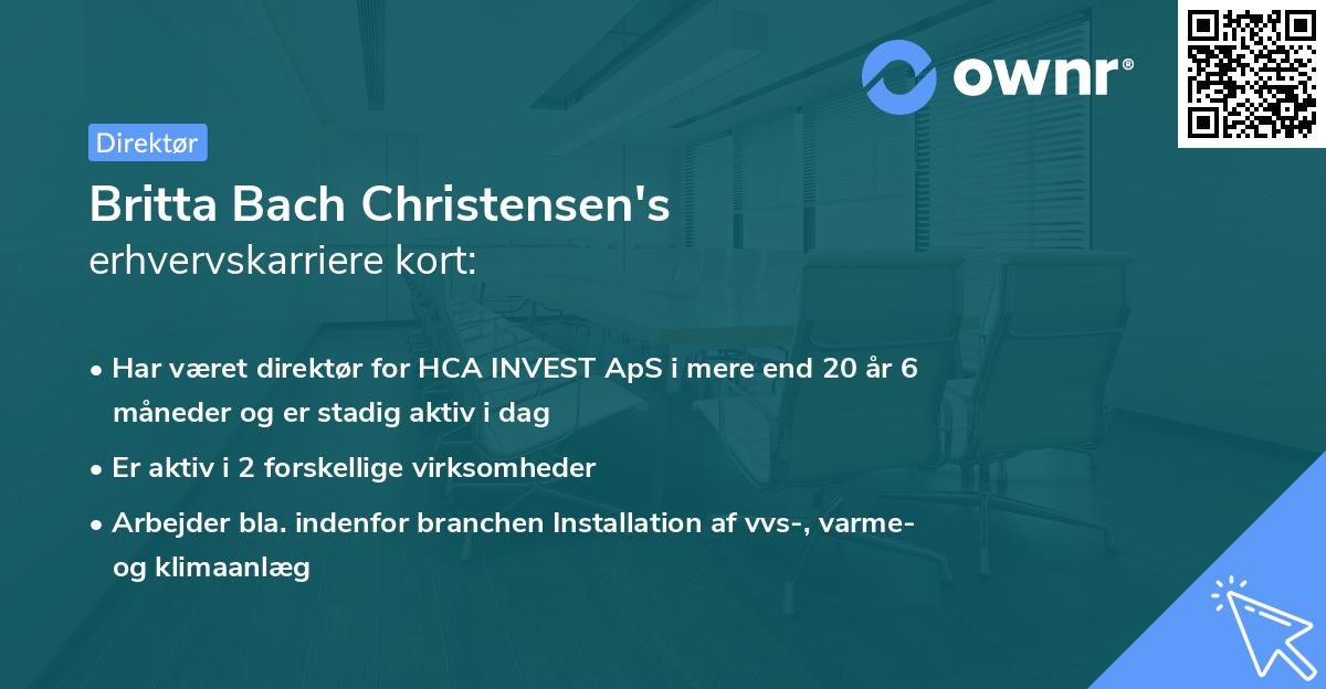 Britta Bach Christensen's erhvervskarriere kort