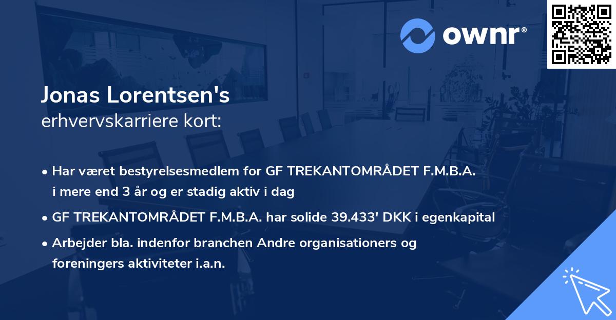 Jonas Lorentsen's erhvervskarriere kort