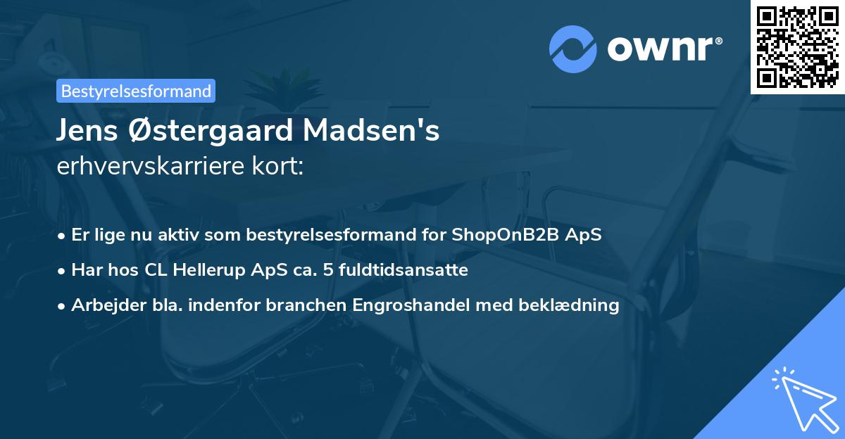 Jens Østergaard Madsen's erhvervskarriere kort