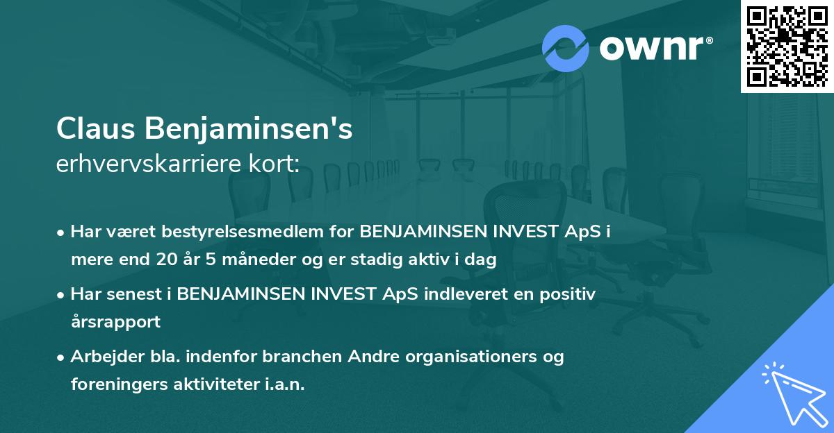 Claus Benjaminsen's erhvervskarriere kort