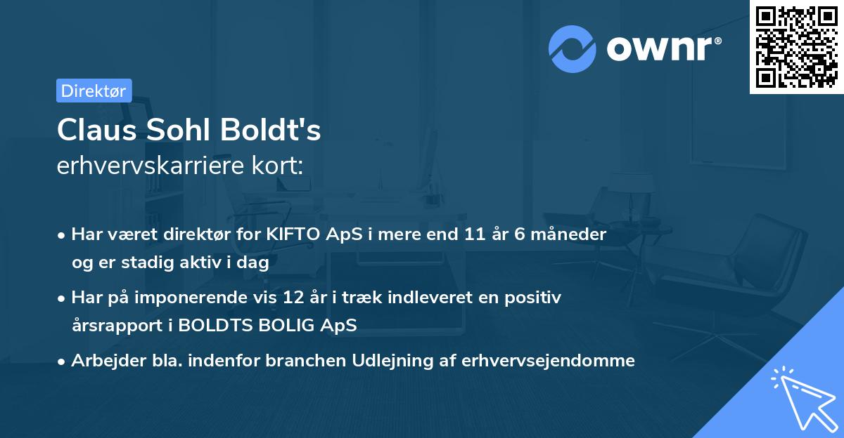 Claus Sohl Boldt's erhvervskarriere kort