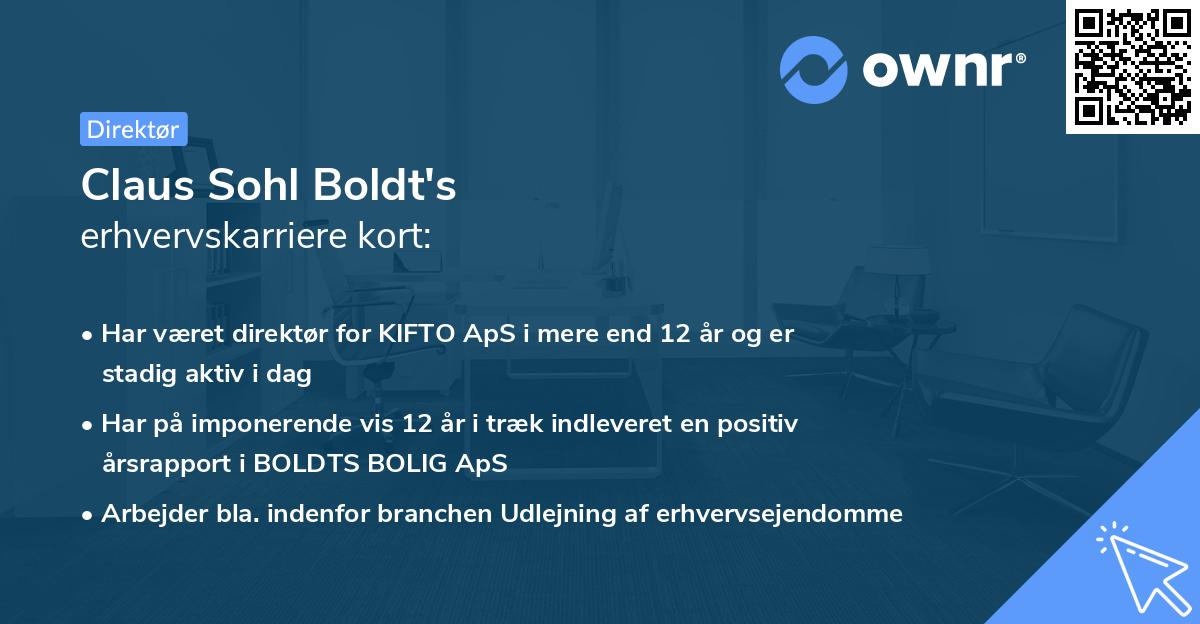 Claus Sohl Boldt's erhvervskarriere kort