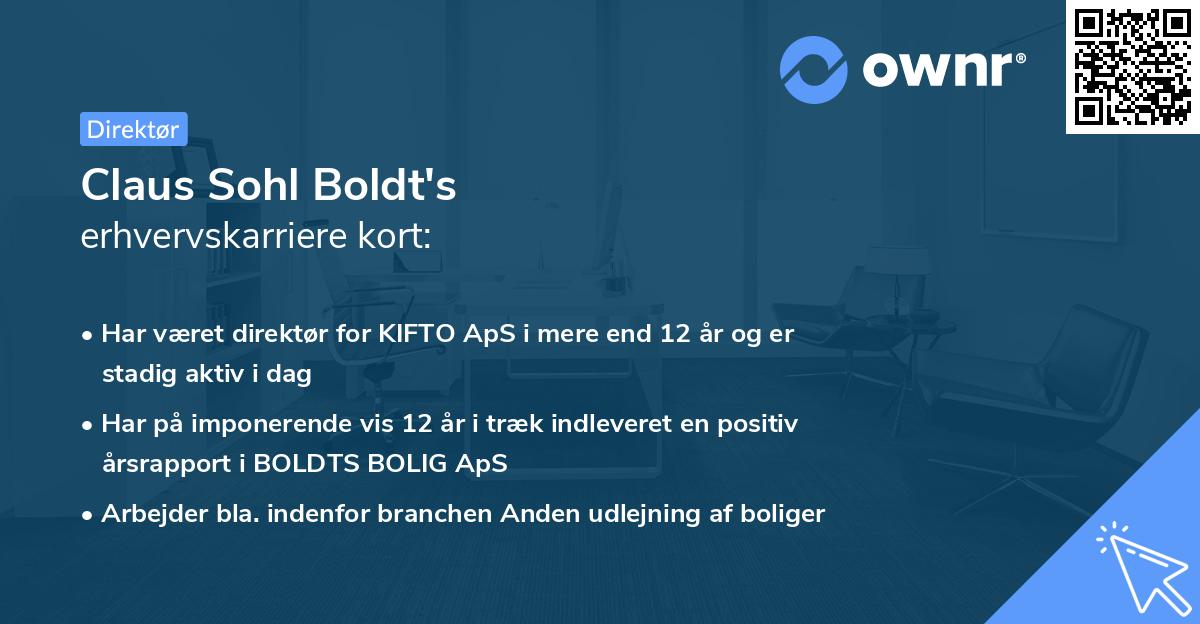 Claus Sohl Boldt's erhvervskarriere kort