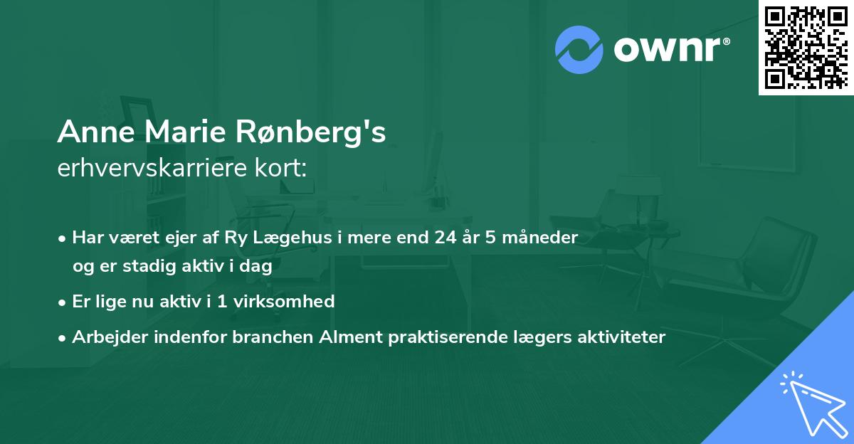 Anne Marie Rønberg's erhvervskarriere kort