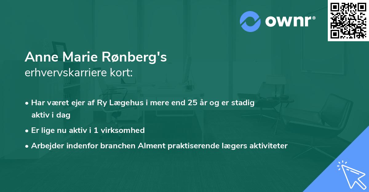 Anne Marie Rønberg's erhvervskarriere kort