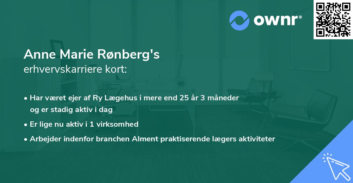 Anne Marie Rønberg's erhvervskarriere kort