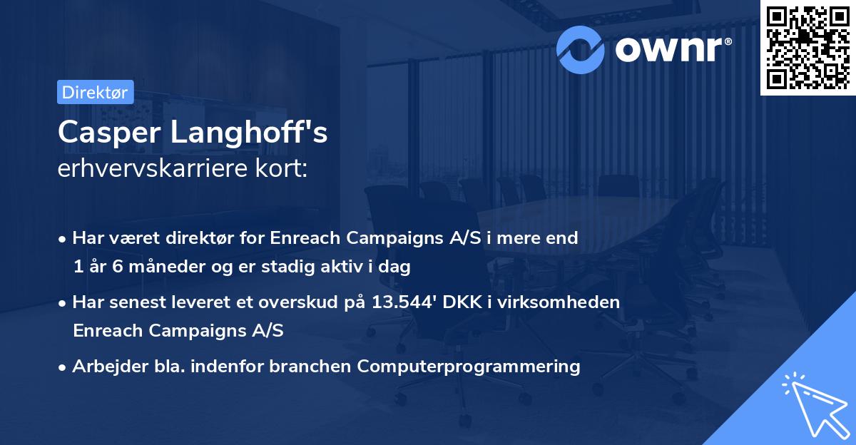 Casper Langhoff's erhvervskarriere kort