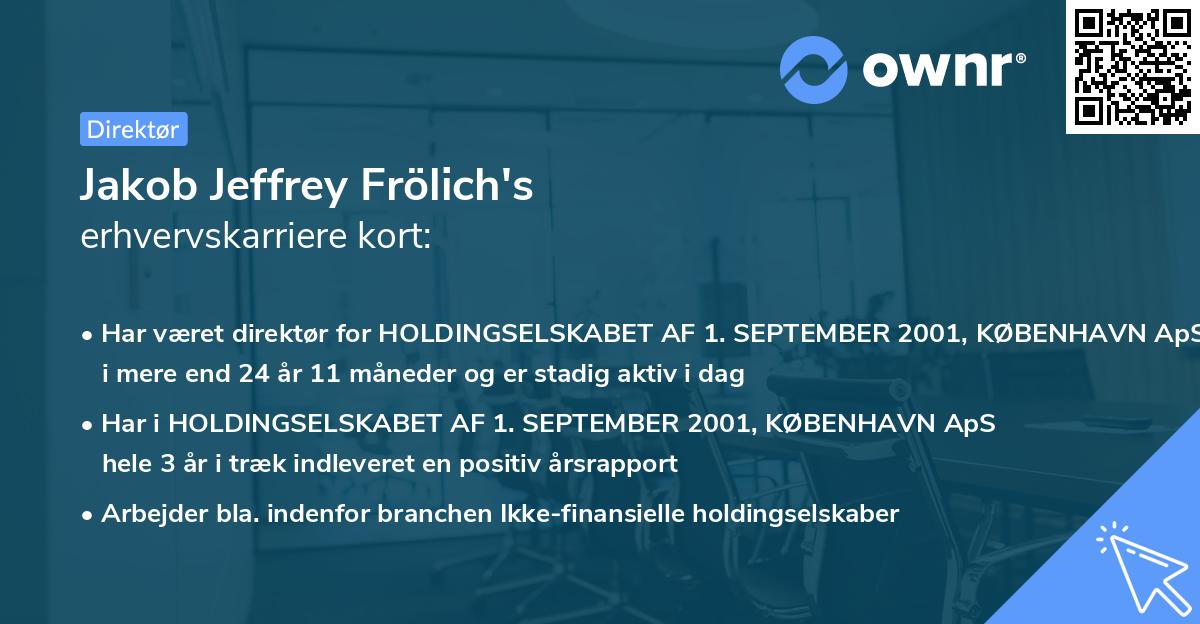Jakob Jeffrey Frölich's erhvervskarriere kort