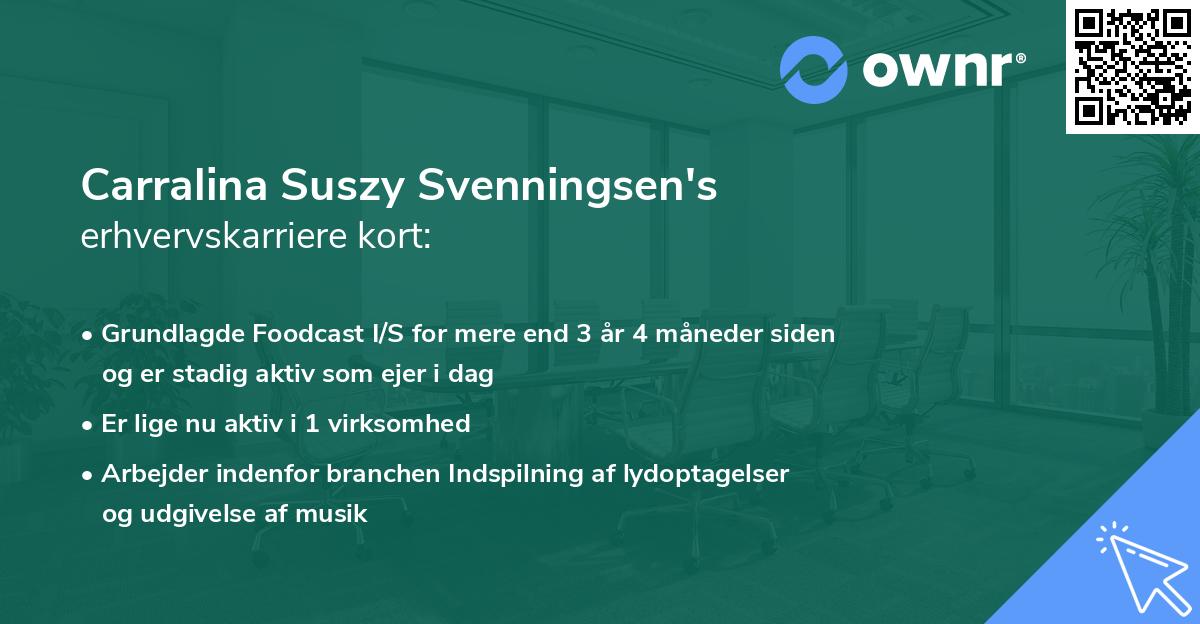 Carralina Suszy Svenningsen's erhvervskarriere kort