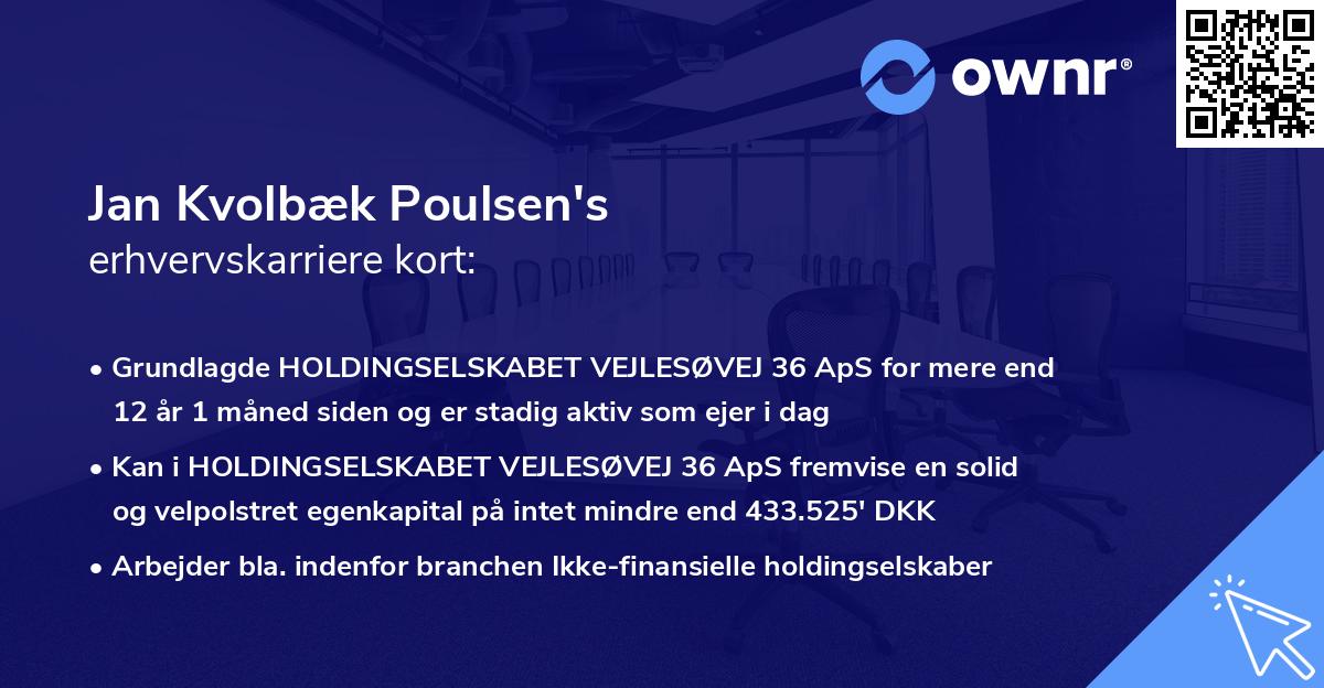 Jan Kvolbæk Poulsen's erhvervskarriere kort