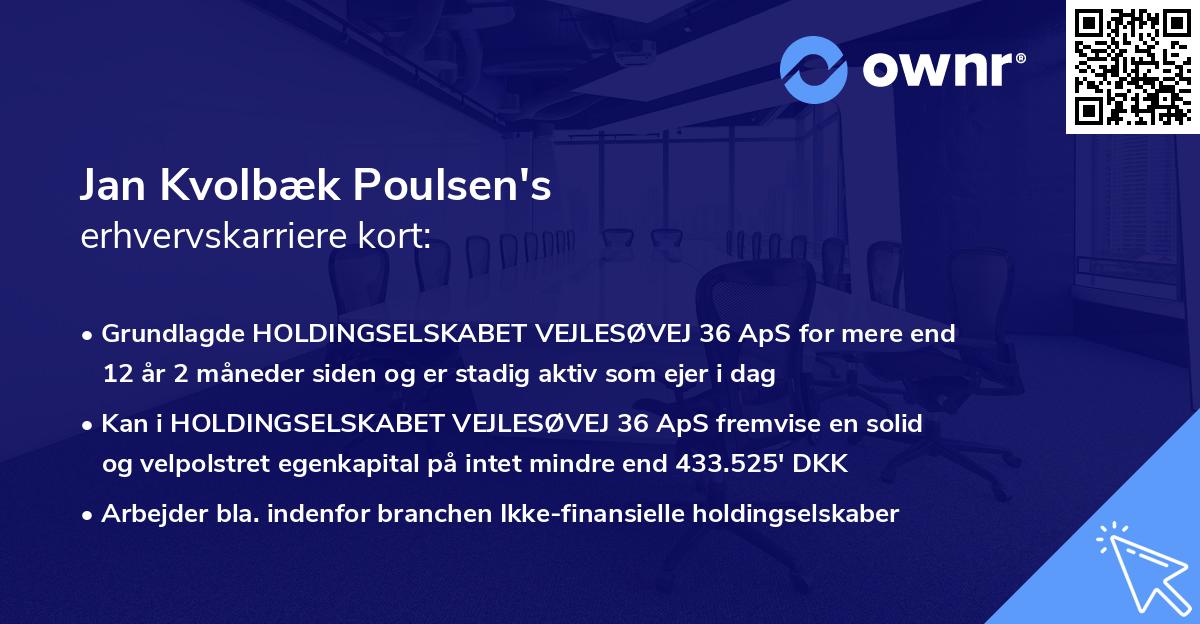 Jan Kvolbæk Poulsen's erhvervskarriere kort