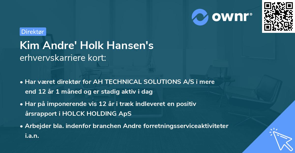Kim Andre' Holk Hansen's erhvervskarriere kort